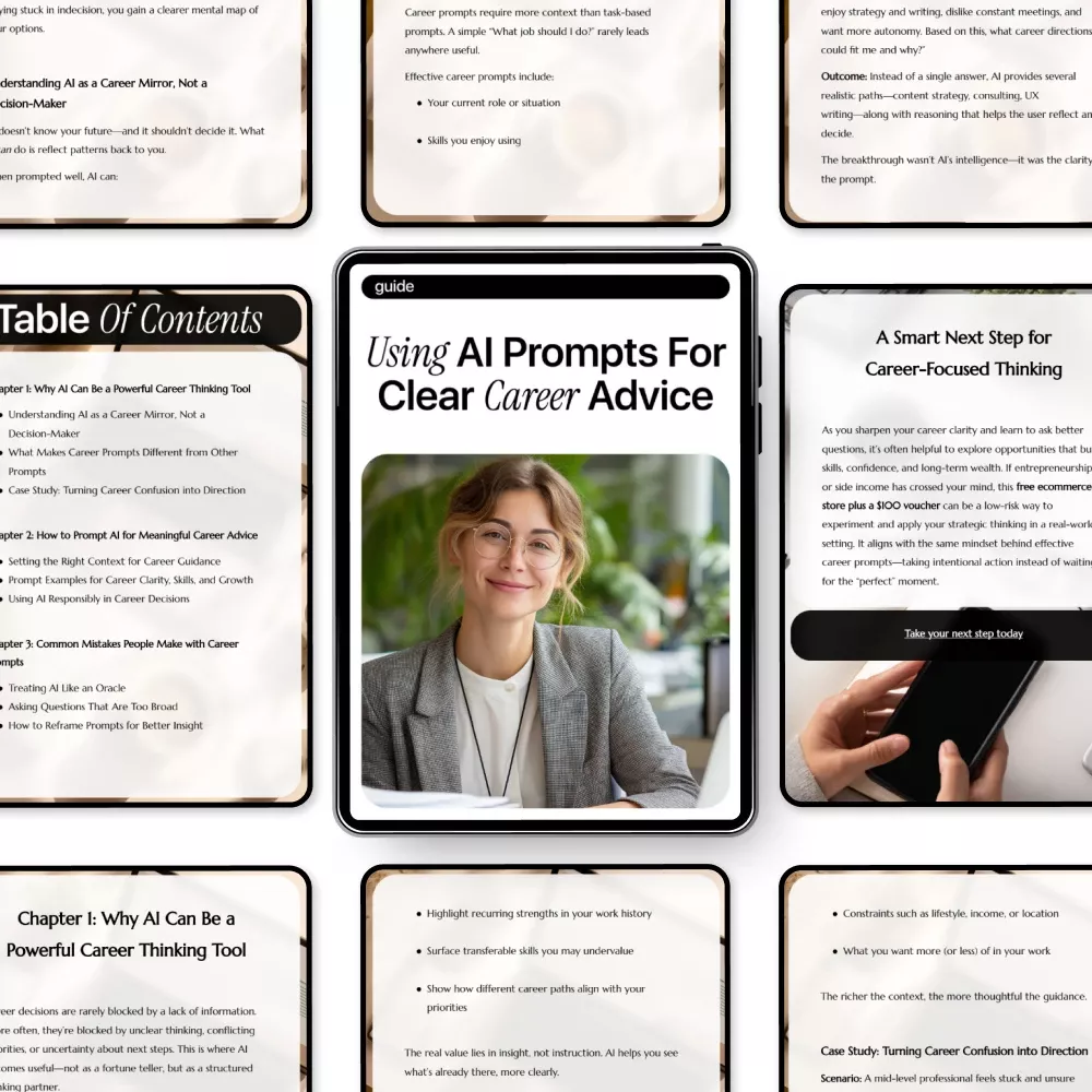 Using AI Prompts for Clear Career Advice – Ultimate Guide to AI Prompts for Career Advice, Career Clarity eBook, Career Growth Checklist - Image 5