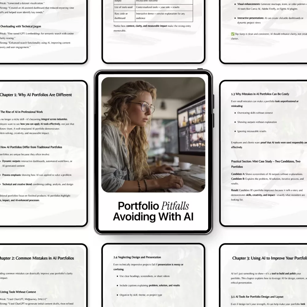 Portfolio Pitfalls Avoiding with AI – Practical Guide to ai portfolio common mistakes, Build a Stronger AI Portfolio, Career-Ready Digital Download - Image 5