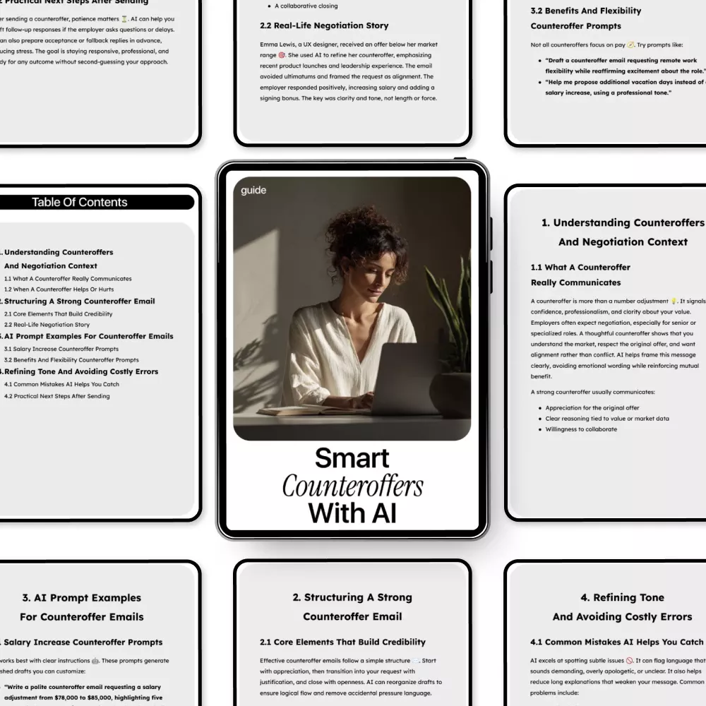 Smart Counteroffers With AI: The Ultimate Guide To Writing A Counter Offer Email Using AI For Writing A Counter Offer Email, Salary Negotiation, Benefits, And Flexibility Tips - Image 5