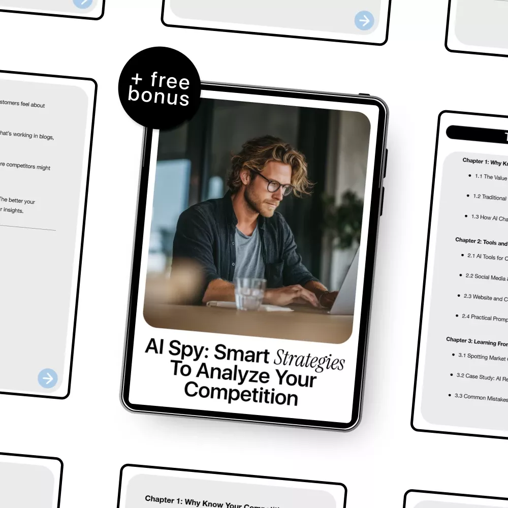 AI Spy: Smart Strategies to Analyze Your Competition – AI Competitor Analysis Guide, Competitive Intelligence eBook, Market Research & Business Strategy Digital Download