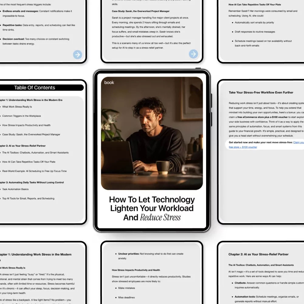 How to Let Technology Lighten Your Workload and Reduce Stress | Practical Ebook on how to use ai to reduce work stress, Productivity, Automation & Mental Clarity - Image 5