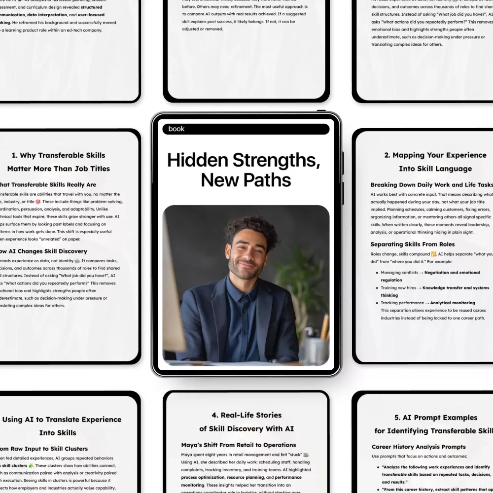 Hidden Strengths, New Paths | AI for Identifying Your Transferable Skills eBook | Career Change Guide | Skill Discovery Workbook | Digital Download - Image 5