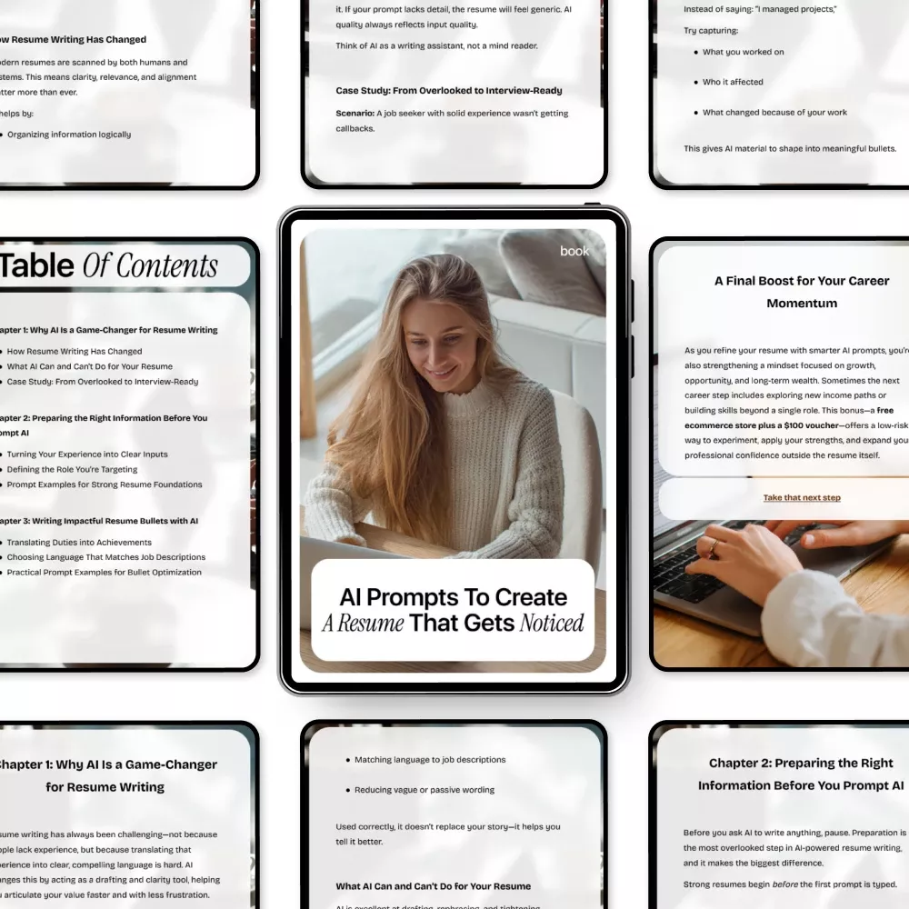 AI Prompts to Create a Resume That Gets Noticed | Ultimate eBook Guide with AI Prompts for Resume Writing, Bullet Optimization, and ATS-Friendly Tips - Image 5