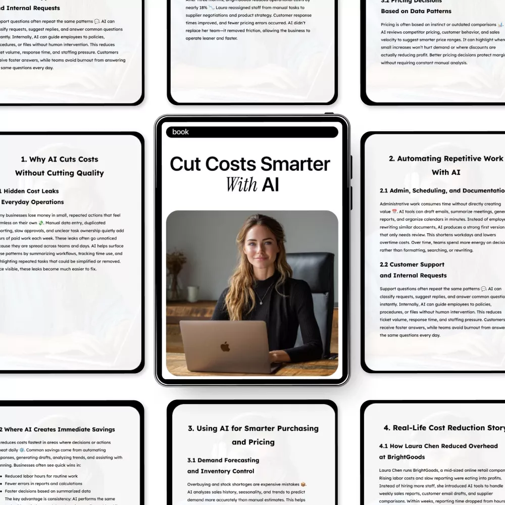 Cut Costs Smarter With AI – Money-Saving Business eBook | Digital Download | How to Use AI to Reduce Business Costs | Small Business Optimization Guide - Image 5