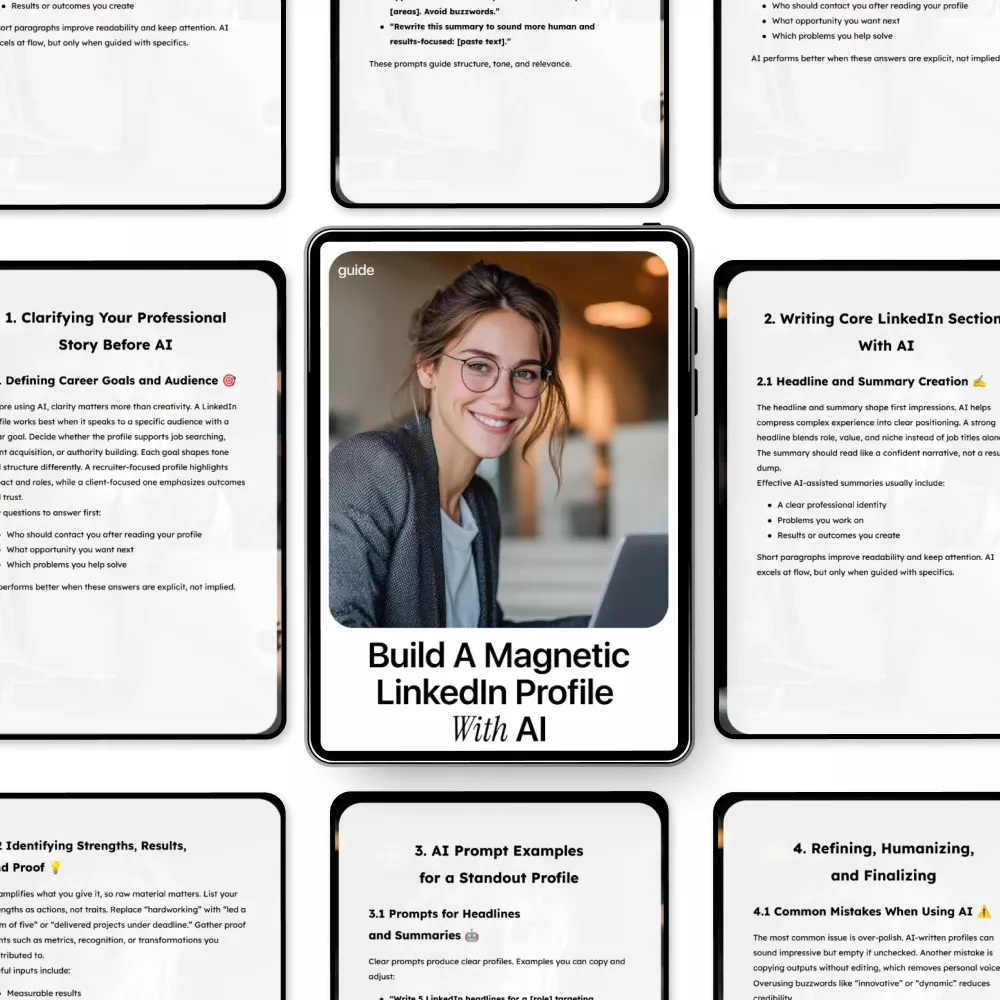 Build a Magnetic LinkedIn Profile With AI – Professional LinkedIn Guide for Job Seekers, Coaches, Creators & Entrepreneurs | how to use ai to write a linkedin profile | Editable Digital Download - Image 5