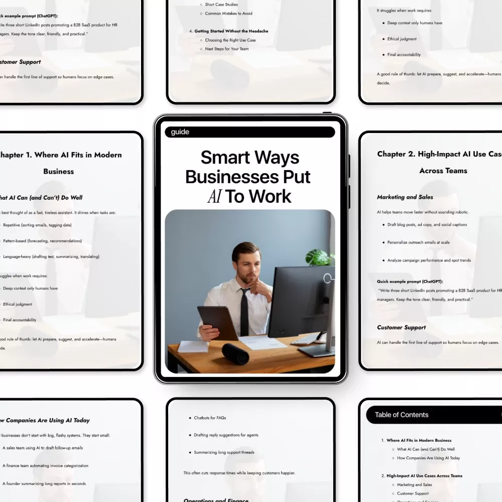 Smart Ways Businesses Put AI to Work – AI Use Cases for Business Guide, Digital Download, Automation Playbook for Teams, Small Business AI Strategy - Image 5