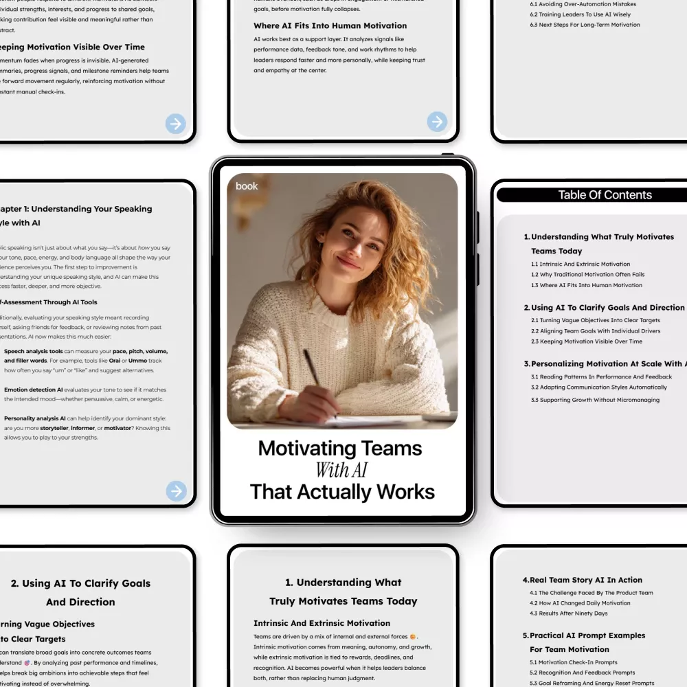 Motivating Teams With AI That Actually Works – Digital Guide, eBook & Checklist for Boosting Team Engagement, Goal Alignment, and Personalized Motivation Using AI Tools - Image 5