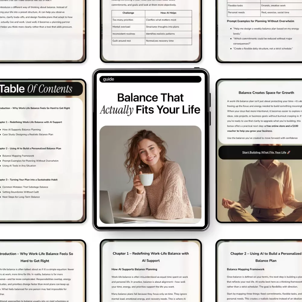 Balance That Actually Fits Your Life | Practical Guide with AI for Creating a Work-Life Balance Plan | Personalized Digital Download - Image 5