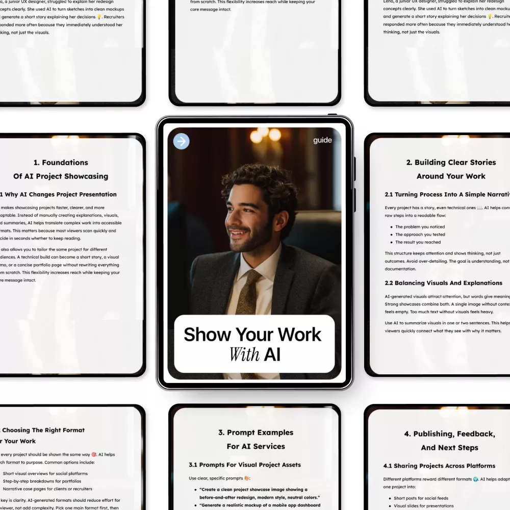 Show Your Work With AI – Ultimate Guide to How to Use AI to Showcase Your Projects, Digital Download for Creators, Designers, Students, and Professionals - Image 5