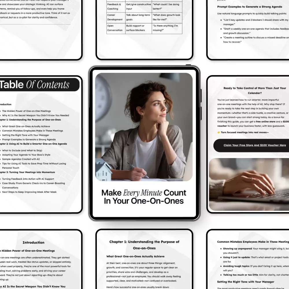 Make Every Minute Count in Your One-on-Ones – Smart Career Guide Using AI for Creating Agenda for One on One with Boss, Productivity & Professional Growth Download - Image 5
