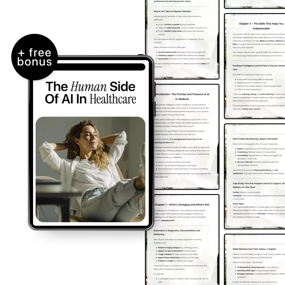 The Human Side of AI in Healthcare | Ebook Guide on how ai affects healthcare jobs, Careers & the Future of Care