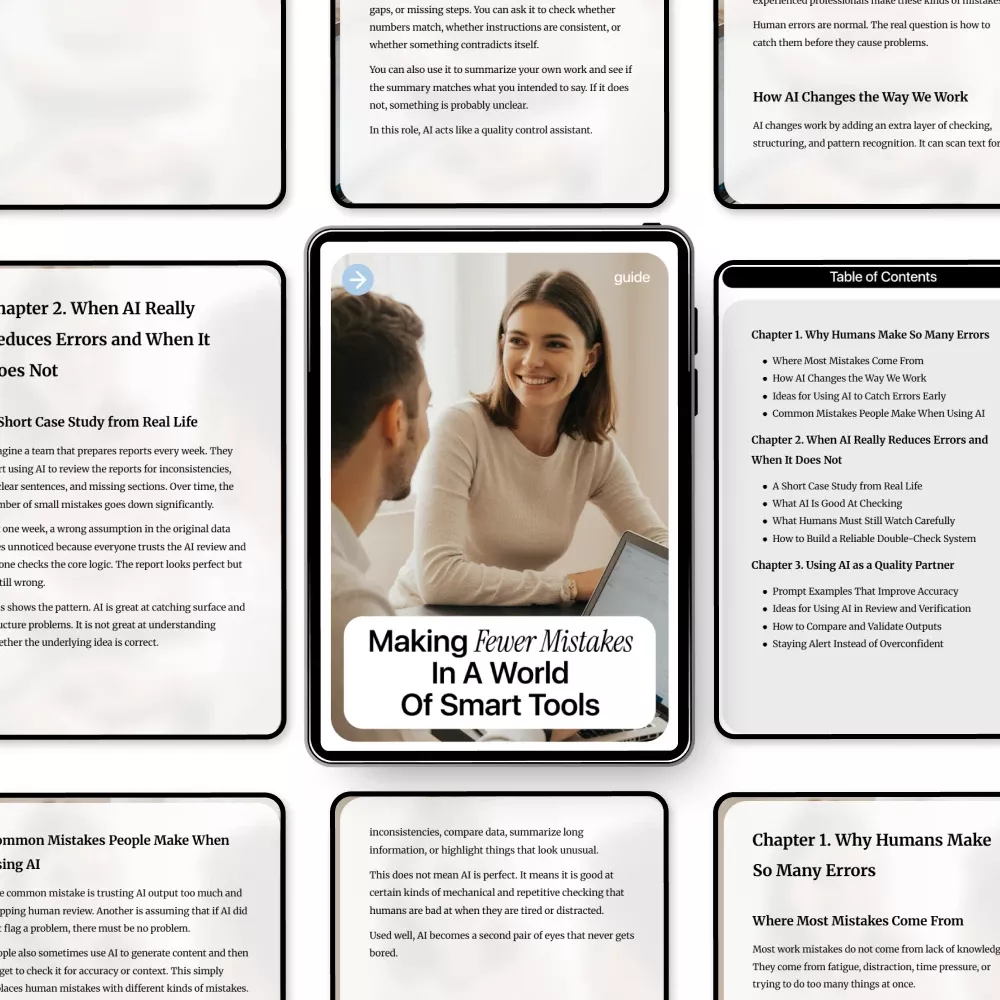 Making Fewer Mistakes in a World of Smart Tools – Practical AI Guide, Error Reduction eBook, Digital Download for Smarter Work, Better Decisions & Modern Productivity - Image 5