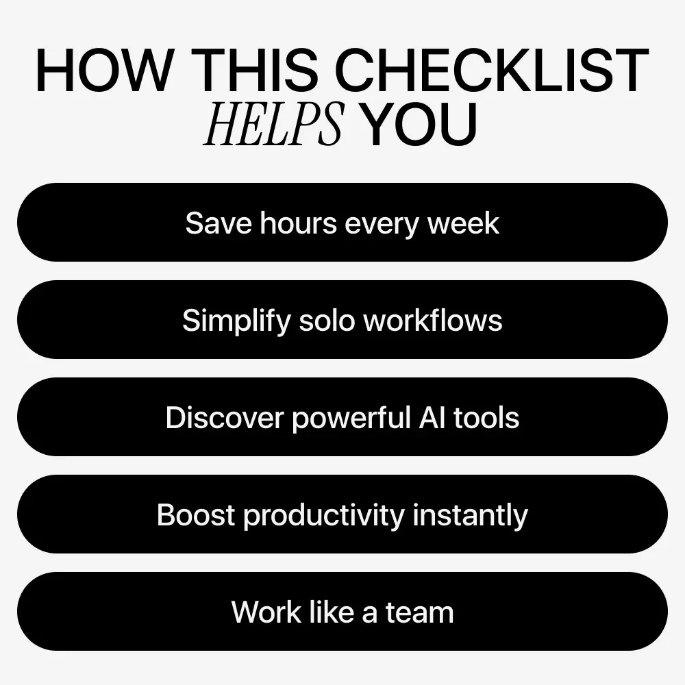 The Ultimate AI Toolbox for Solo Hustlers – Actionable Checklist of New AI Tools for Solo Work, Productivity, Content & Automation - Image 4