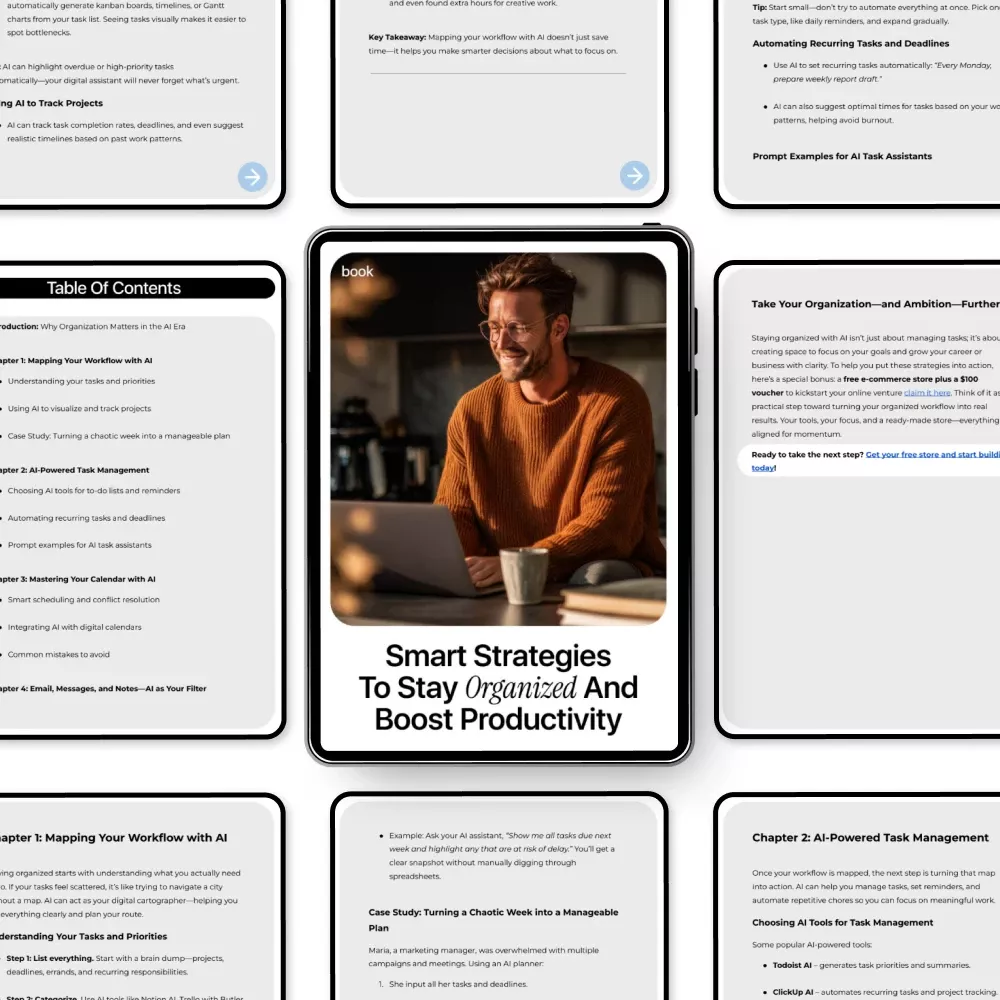 Smart Strategies to Stay Organized and Boost Productivity | Digital eBook Guide on how to use ai to stay organized | Productivity & Workflow Planner - Image 5