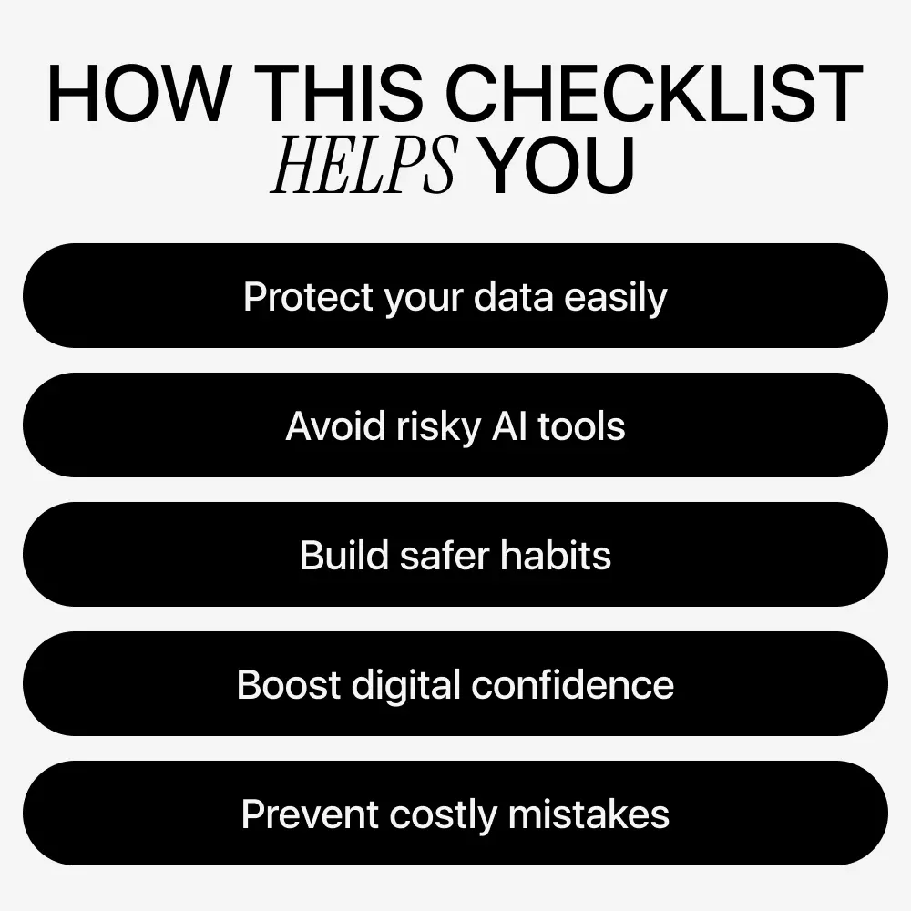 AI Tools Privacy Risk Checklist | Essential Digital Safety Guide for Using New AI Tools, Preventing Privacy Risks & Protecting Your Data (Printable & Digital Download) - Image 4