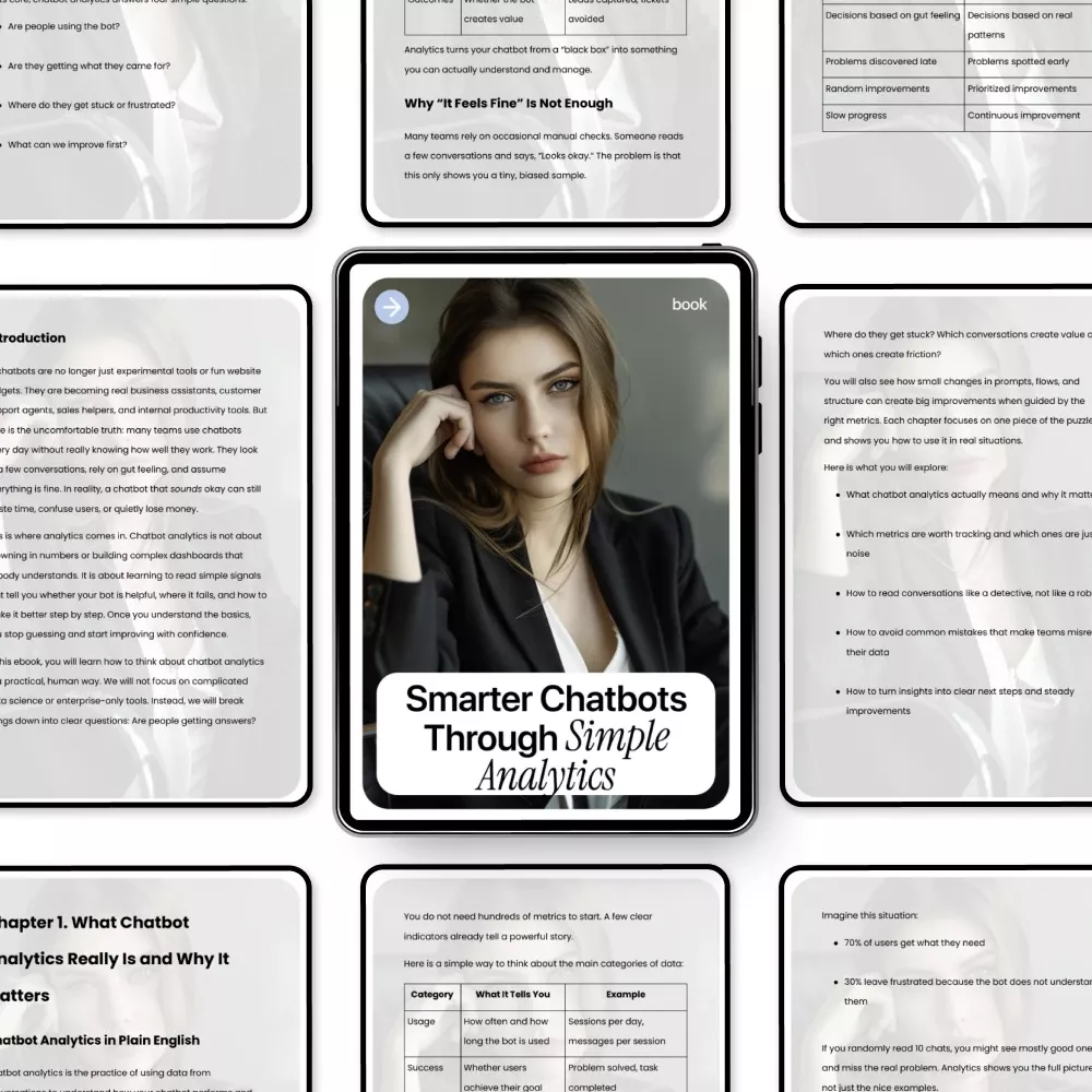 Smarter Chatbots Through Simple Analytics – Practical eBook Guide to ai chatbot analytics basics for Product, UX & Support Teams - Image 5