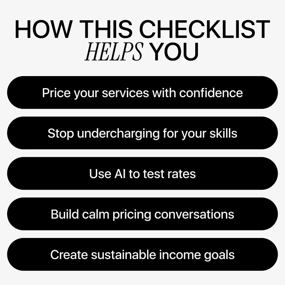 Rate Right | Freelance Pricing Checklist with ai for setting freelance rates, Confident Rates, Smart Pricing Strategy - Image 4