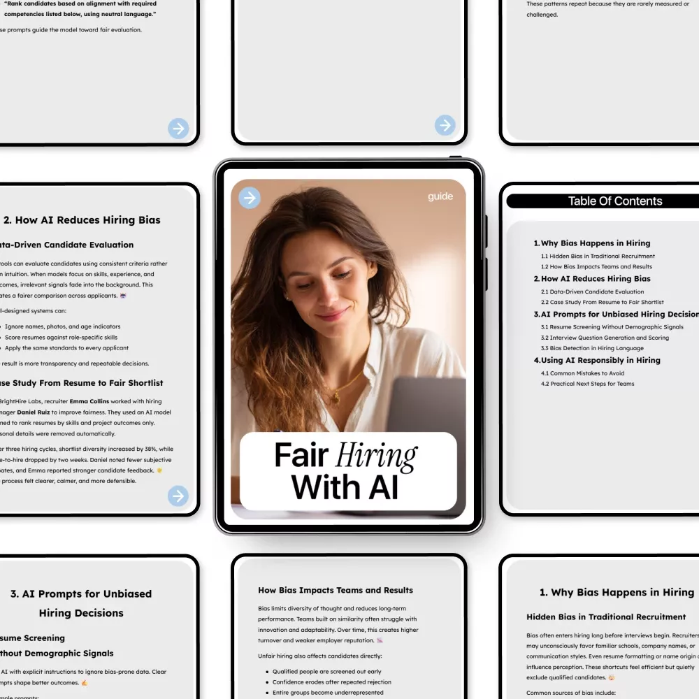 Fair Hiring With AI: Digital Guide, eBook & Checklist for Bias-Free Recruitment, Resume Screening, Interview Question Generation, and Ethical AI Hiring Practices - Image 5