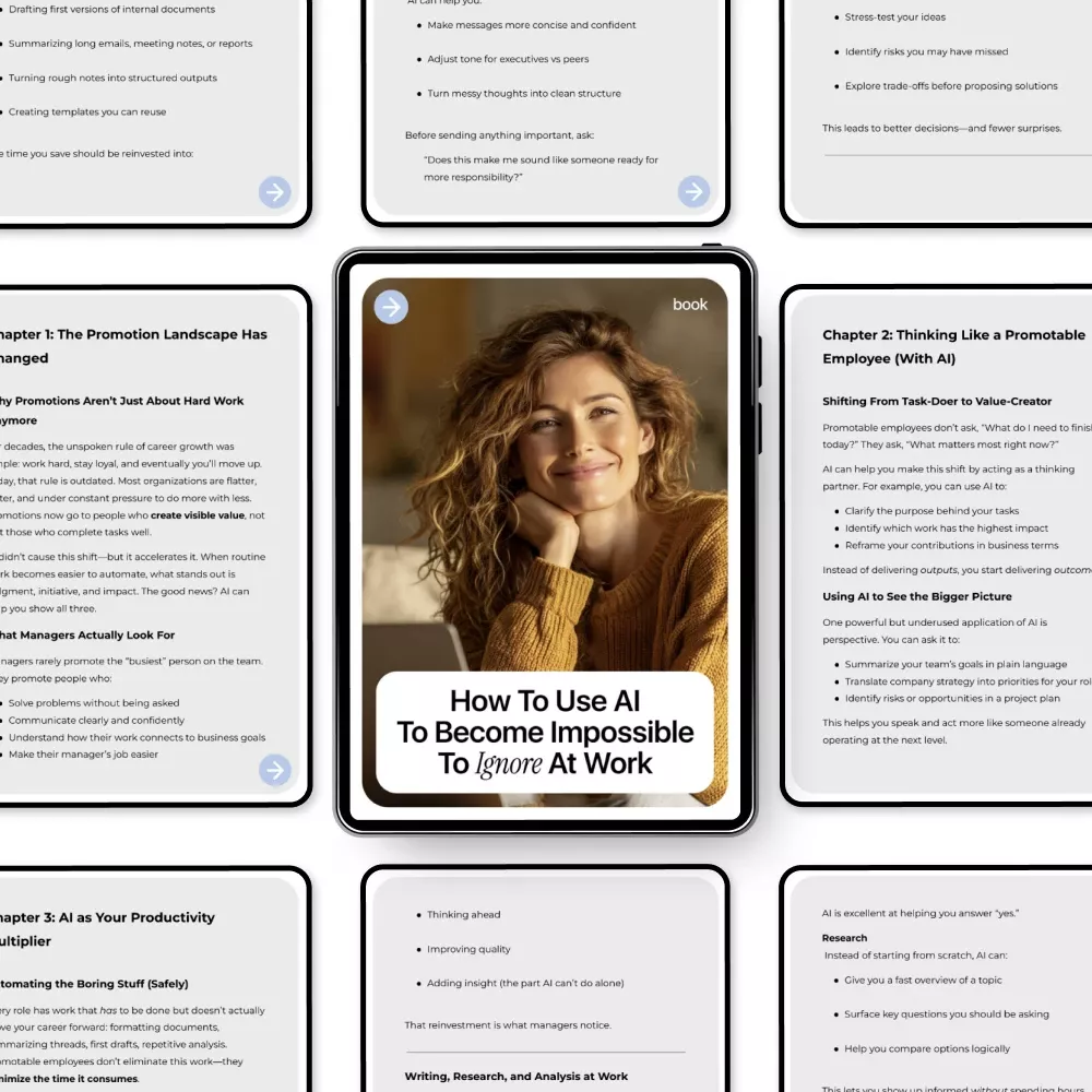 How to Use AI to Become Impossible to Ignore at Work – Career Growth Guide for Professionals | how to use ai to get a promotion | Digital Download - Image 5